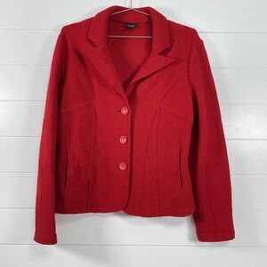 Tribal Jacket Womens 10 Red Wool Blazer Notched Lapel 4 Button Lined Pockets